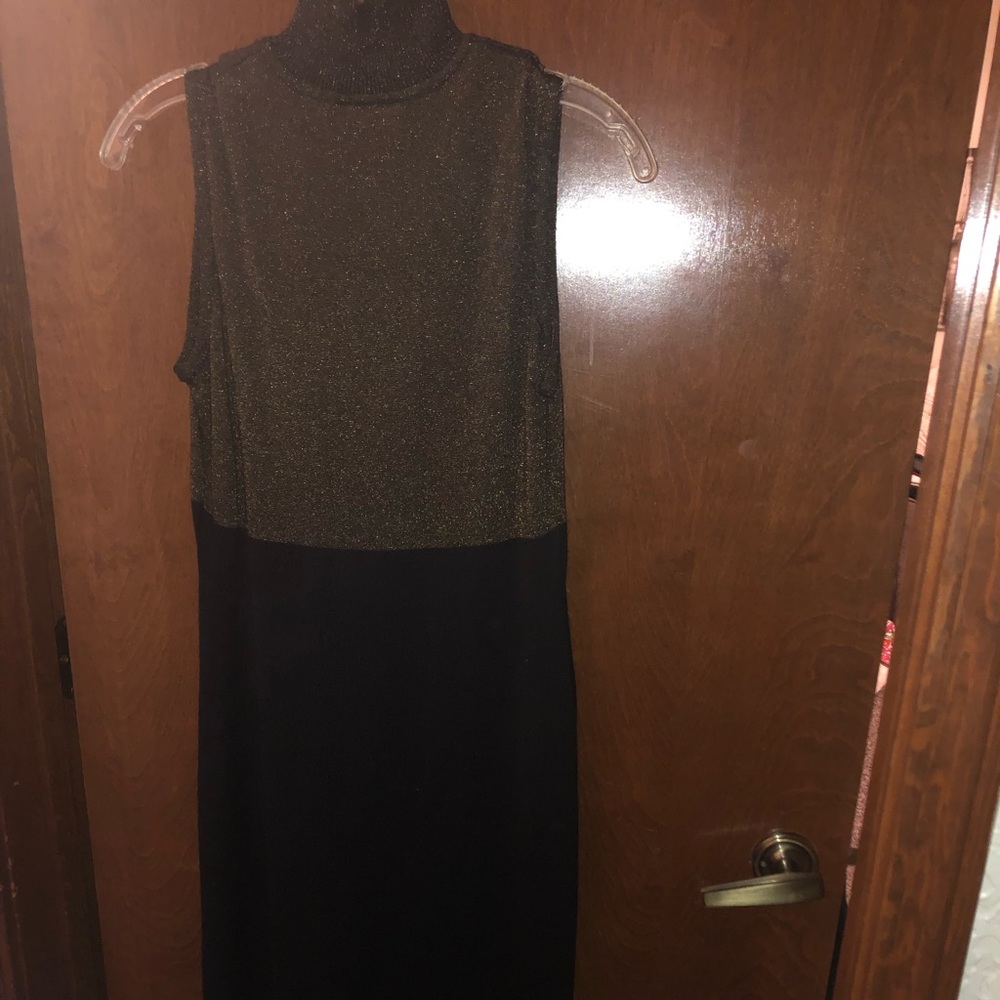 Gold shimmer & black maxi dress